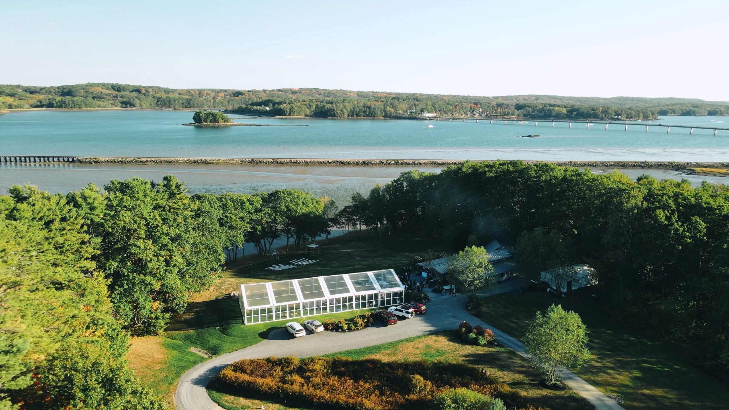 marinade farm, wiscasset, maine aerial photo
